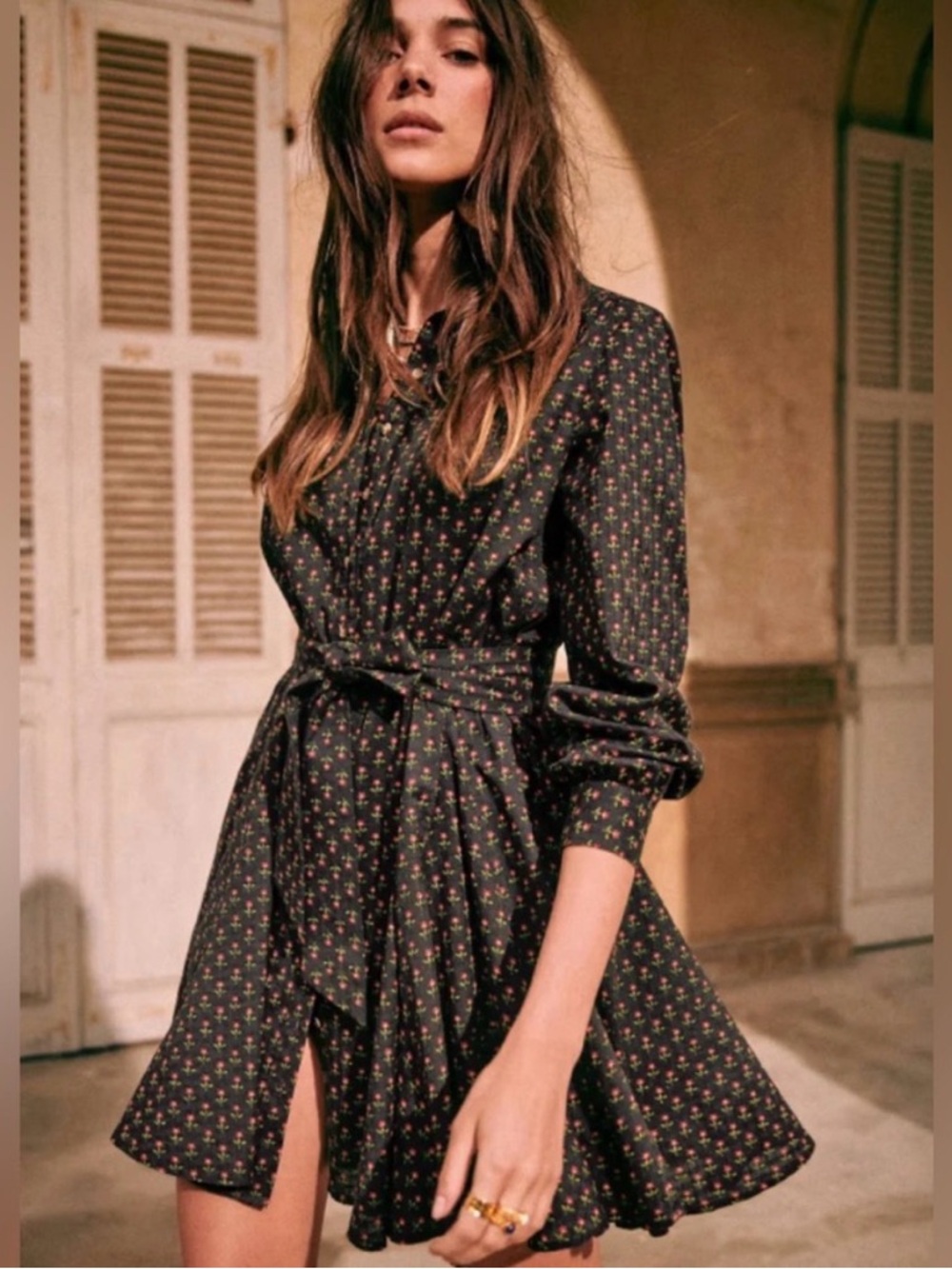 Sezane Sol Dress with Tiny Floral Print Size US 4